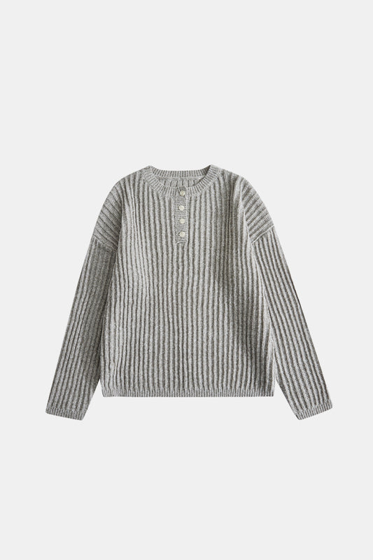 Plus Size Ribbed Quarter Button Sweater